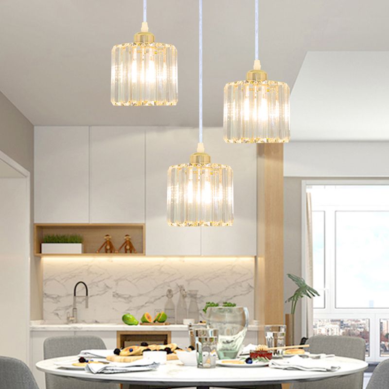 Modern Style Cylindrical Shape Hanging Light Crystal Multi Light Hanging Lamp for Bedroom