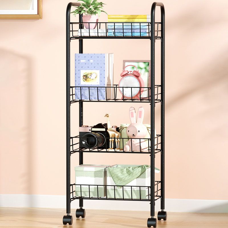 11"W Bookshelf Contemporary Style Bookcase with Casters for Home and Study Room