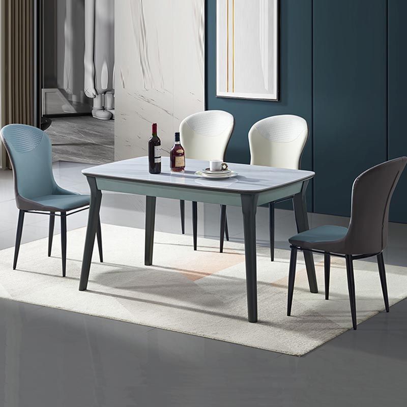Beige and Blue Dining Chairs Contemporary Armless Dining Side Chair