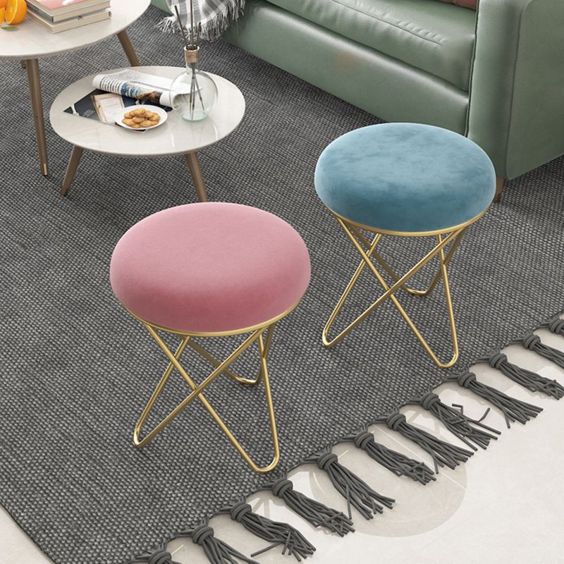 Gorgeous Velvet Pouf Ottoman Pure Color Stain Resistant Round Footstool Ottoman