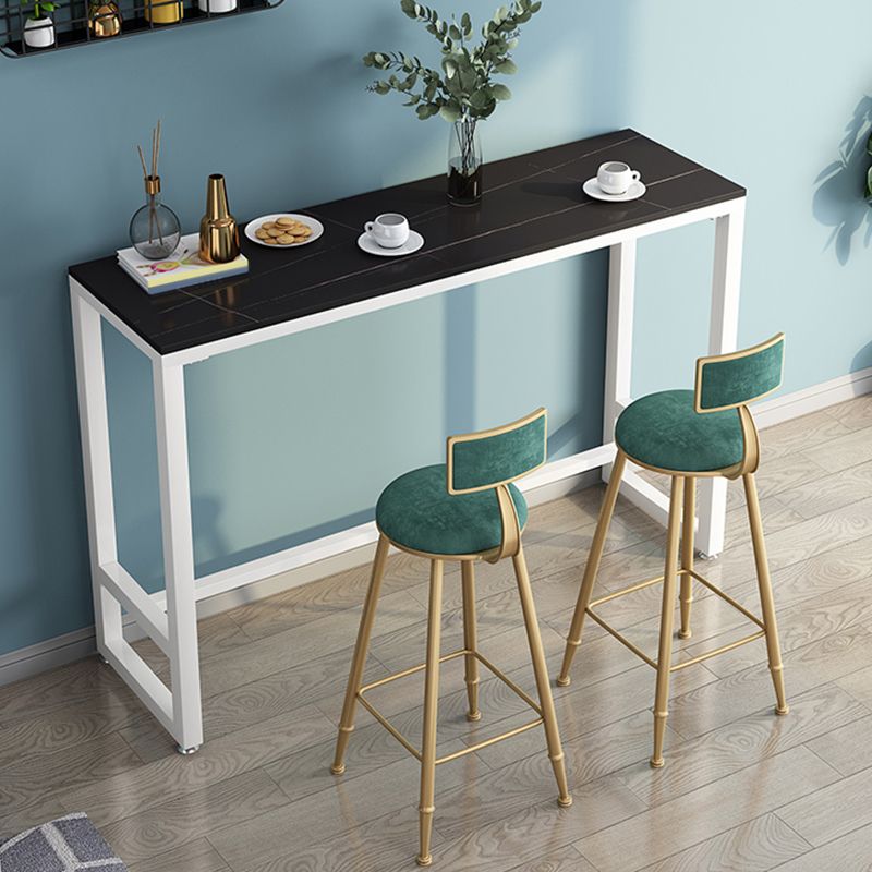 Matte Finish Rectangle Pub Table with Metal Frame for Living Room