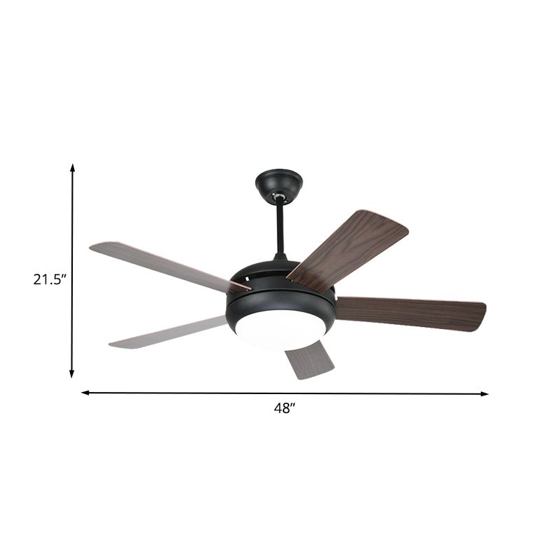 Metal Coffee Semi Flush Light Ayémordial Dome 48 "W LED LED PENDANT ANTIQUÉ lampe en 3 couleurs Lumière avec / sans conversion de fréquence, 5 lames