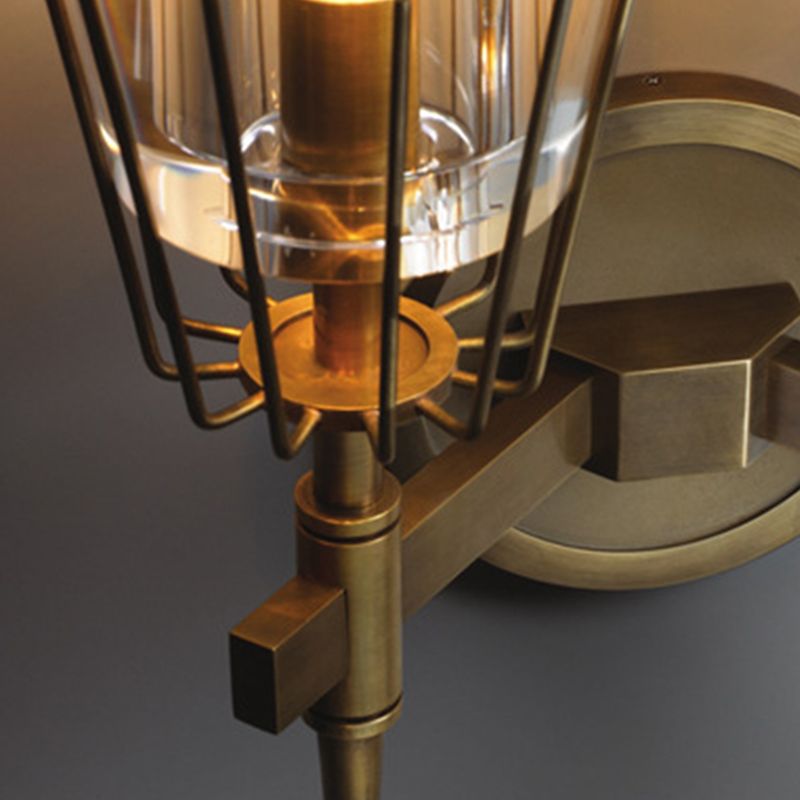 Metal Modern Wall Sconce Geometric Shape Wall Light with Glass Shade for Bedroom