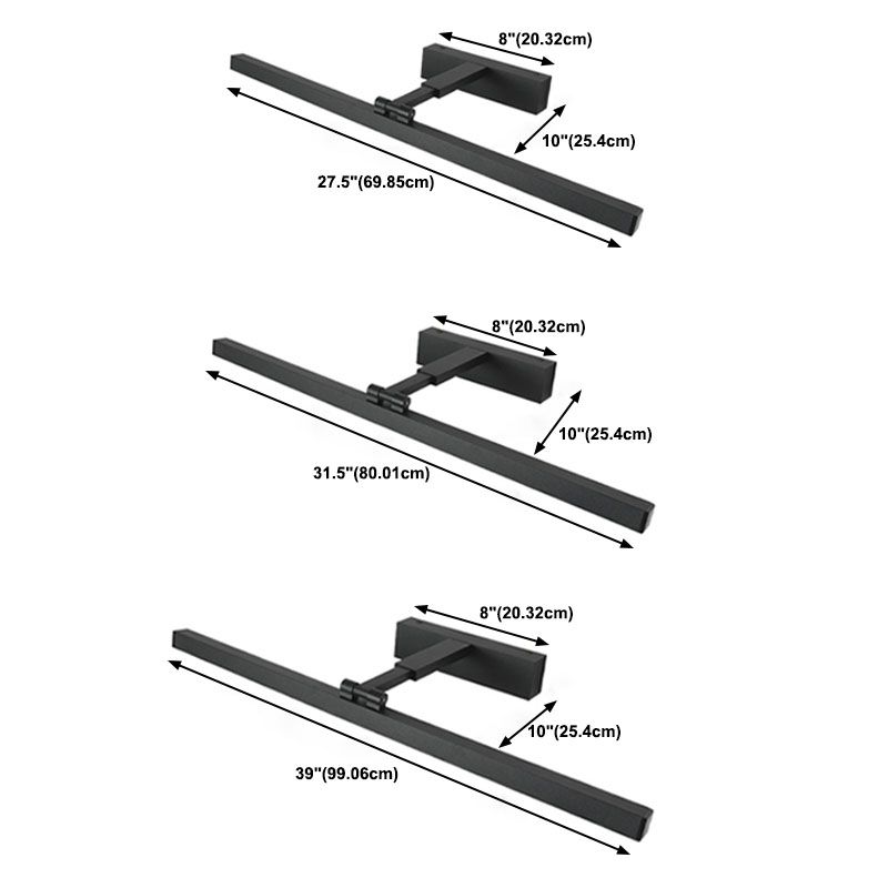 Metal Linear Wall Sconce Modern Style 1-Light Swing Arm Mirror Wall Light Fixture in Black