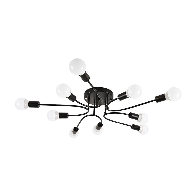 Starburst Semi Flush Mount Lighting Nordic Metal 6/8/10 Lichter Weiß/Gold/Schwarz Deckeneinbauleuchte für Schlafzimmer