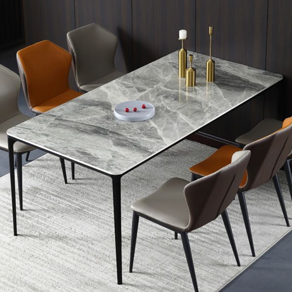 Modern Style Sintered Stone Dining Table Gray Rectangle Table with 4 Legs