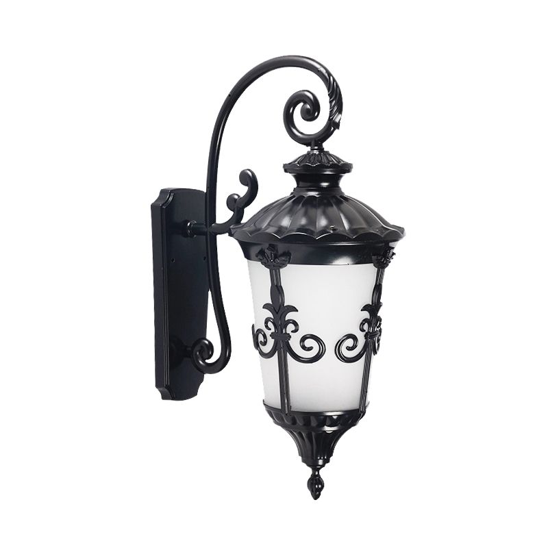 Applique murale en verre dépoli blanc pour ferme, 1 lumière, pour balcon, noir