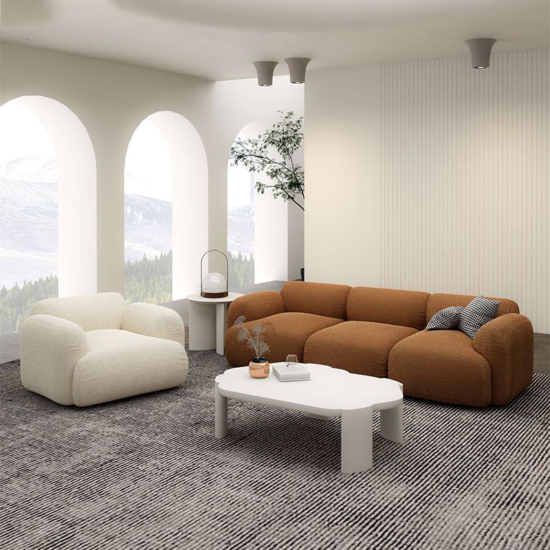 Fabric Rolled Arm Sofa Contemporary Standard Settee for Living Room