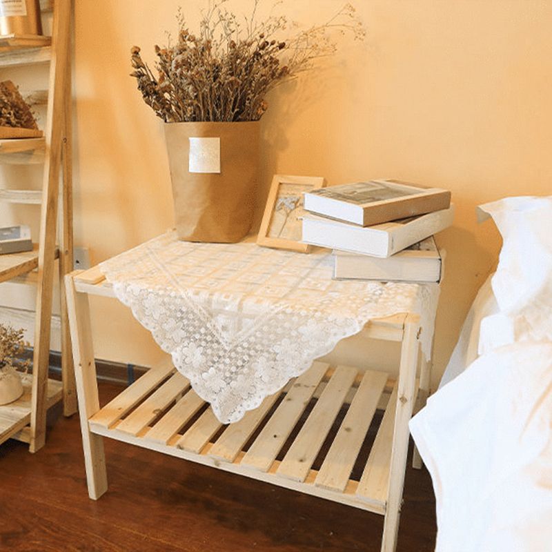 Modern Natural Nightstand 14" Tall Bedside Cabinet with Shelf