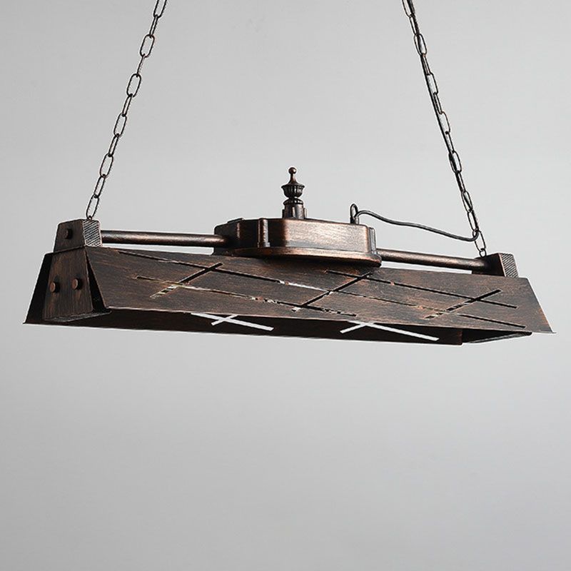 Industrial Steam Train Shaped Island Lamp 4-Bulb Wrought Iron Pendant Light