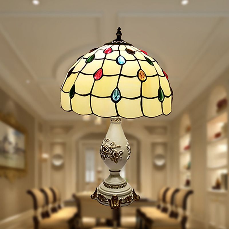 Schüssel Nachttisch Lampe Single-Bulb Buntglas Tiffany Tisch leichte Ideen für das Restaurant