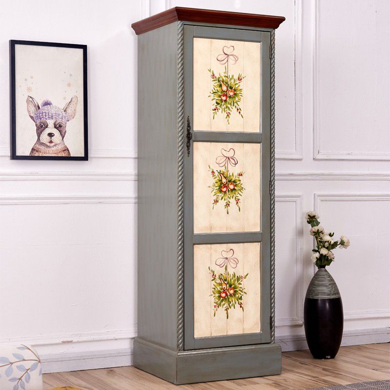 Birch Wood Storage Cabinet for Home Traditional Matte Finish Cabinet with Garment Rod