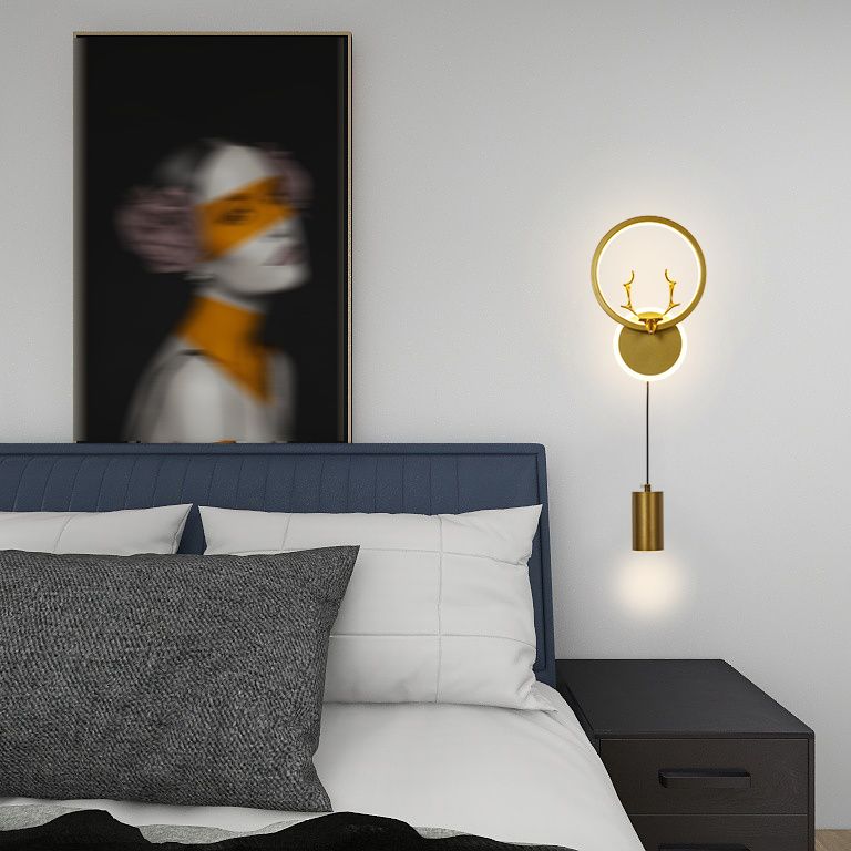 Modern LED Metal Wall Sconce Circle Shape Wall Light with Acrylic Shade for Bedroom