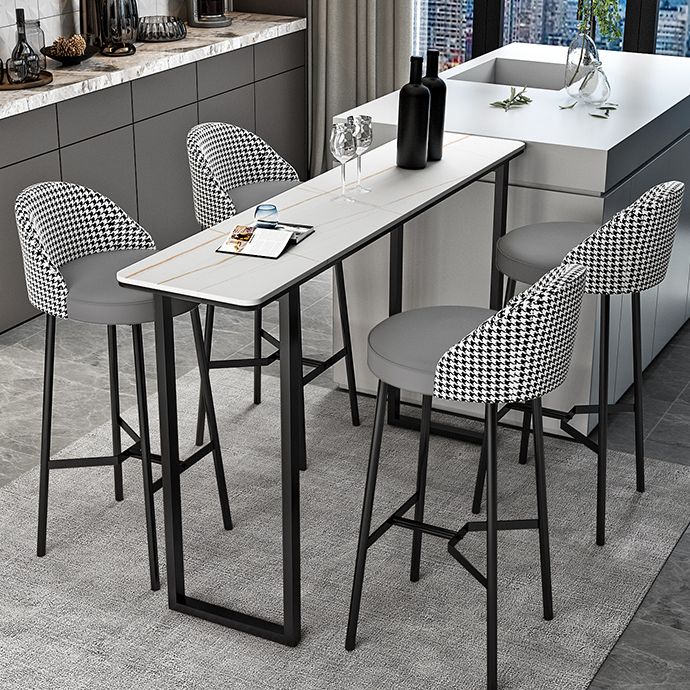 Industrial Metal Bar Stool Faux Leather Bar Stool with Black Legs