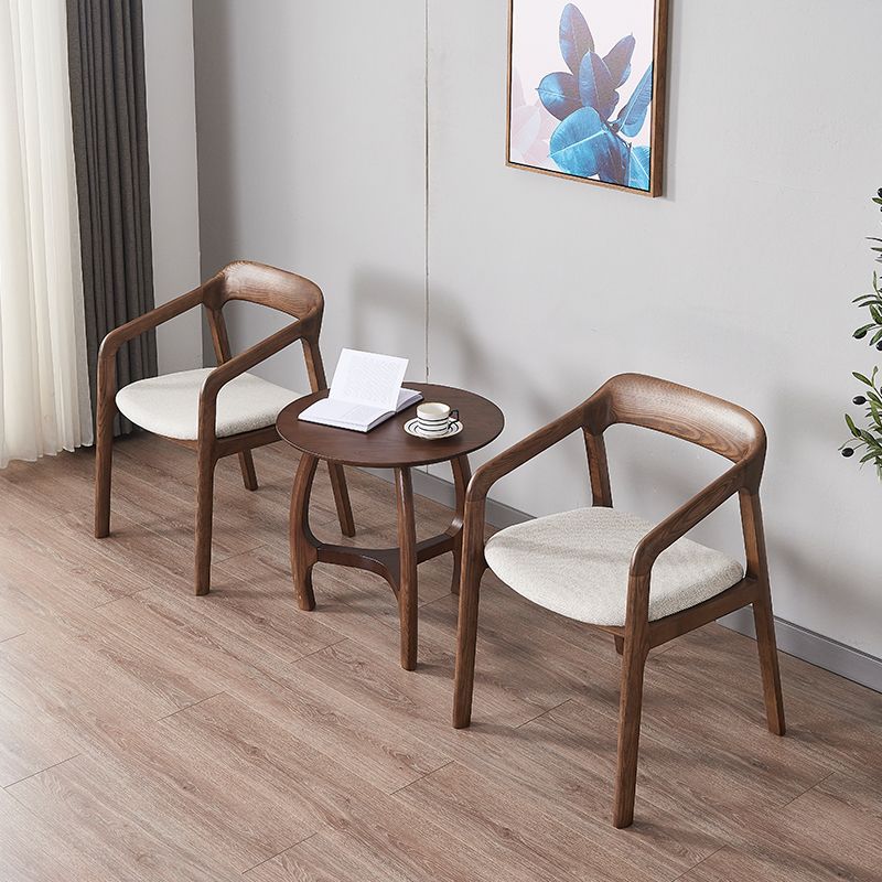 Traditional Style Ash Wood Chair Set Kitchen Open Back Dining Arm Chairs