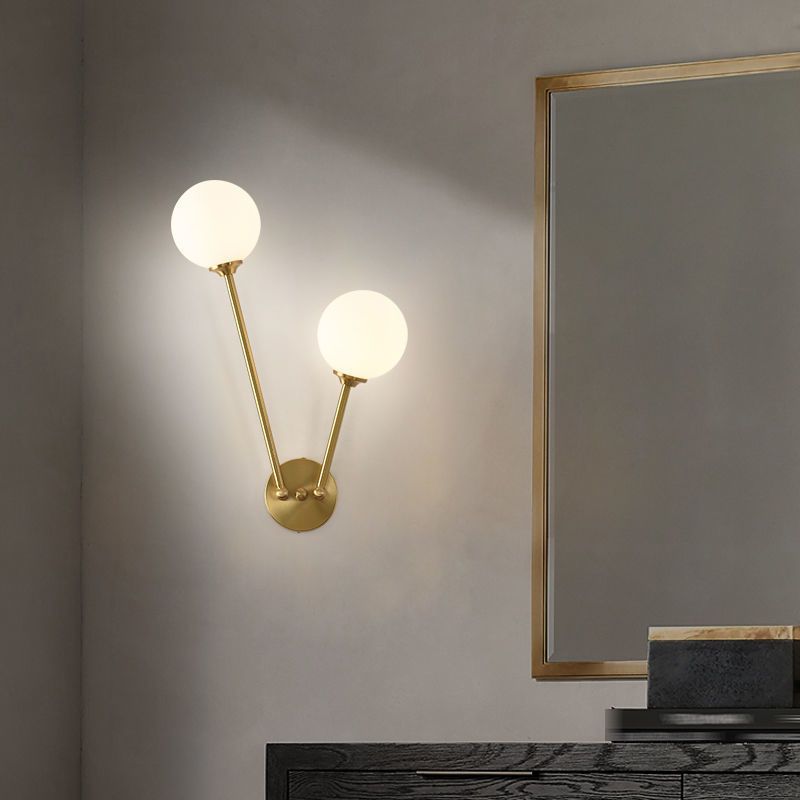 Glass Ball Shade Vanity Lighting Minimalist Wall Light Sconce for Bathroom