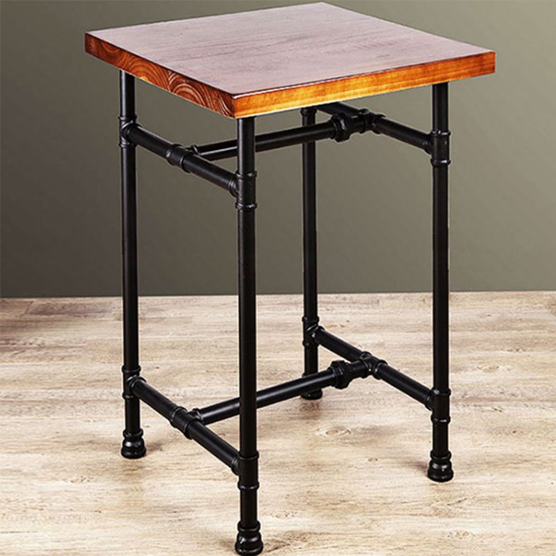 Industrial Style Bar Table Solid Wood Square Bar Dining Table with Footrest