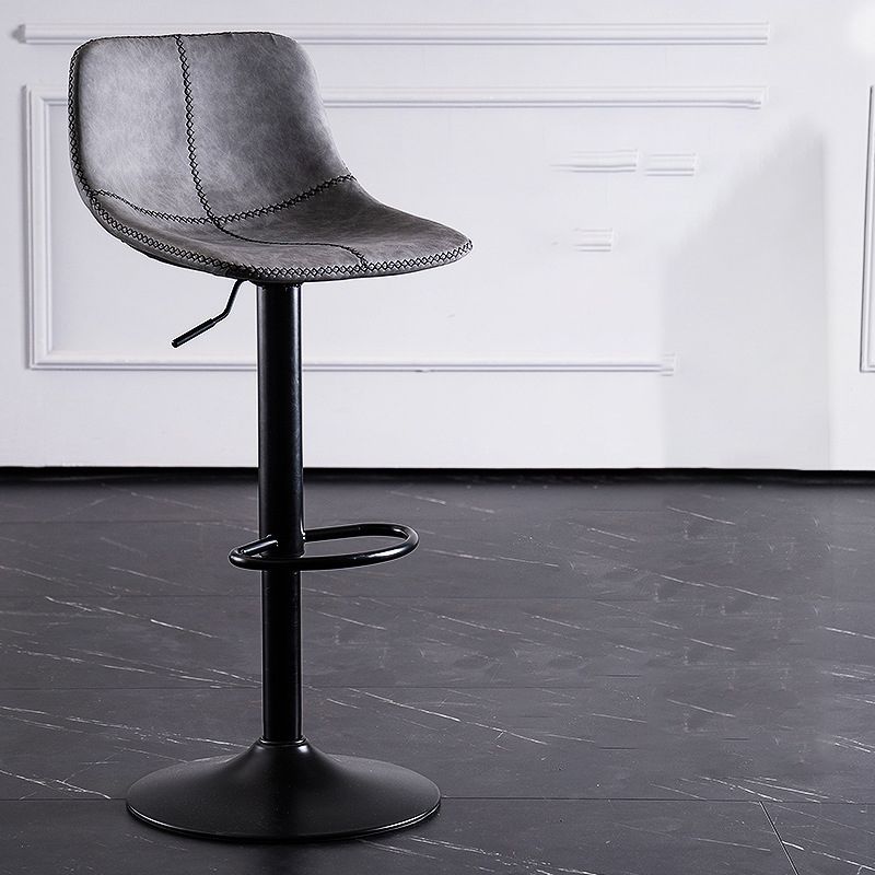 Home Modern Adjustable Height Stool Matte Finish Leather Barstool