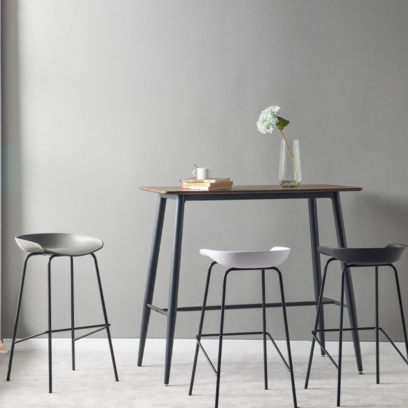Modern Backrest Armless Counter Stool Iron Bar Stool with Pedal for Cafe