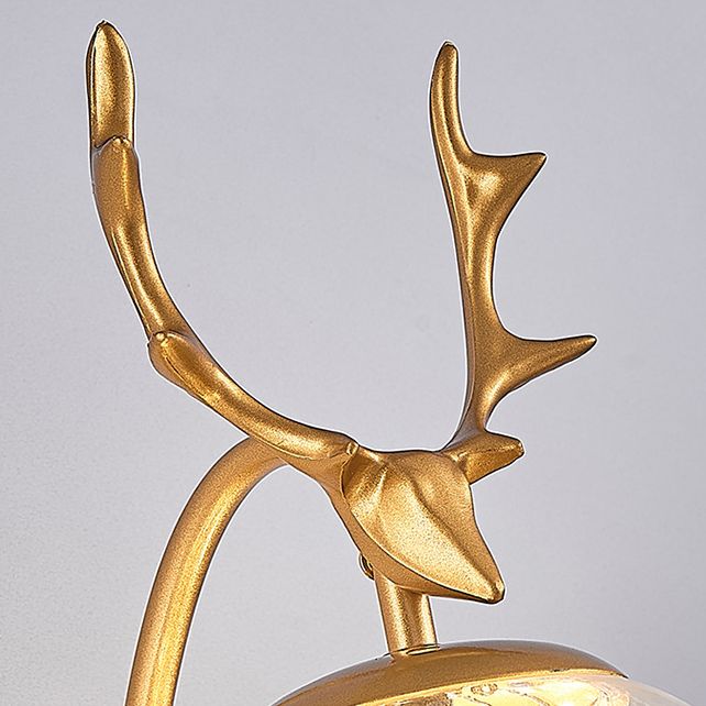 Spherical Wall Sconce with Antlers Nordic Luxury Style Glass Sconces for Living Room Bedroom