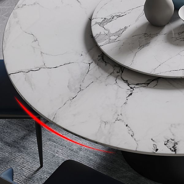Table de marbre de style contemporain rond table à manger de base piédestal avec platine