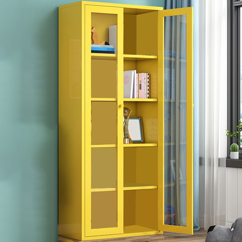 Contemporary Storage Cabinet Antique Finish Side Cabinet with Glass Paned