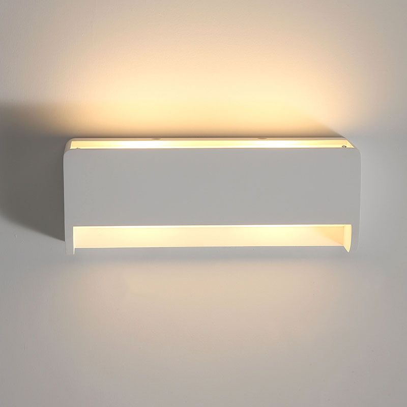 1-Bulb Bedside LED Wall Lighting Modernism White Finish Sconce Lamp with Rectangle Gypsum Shade