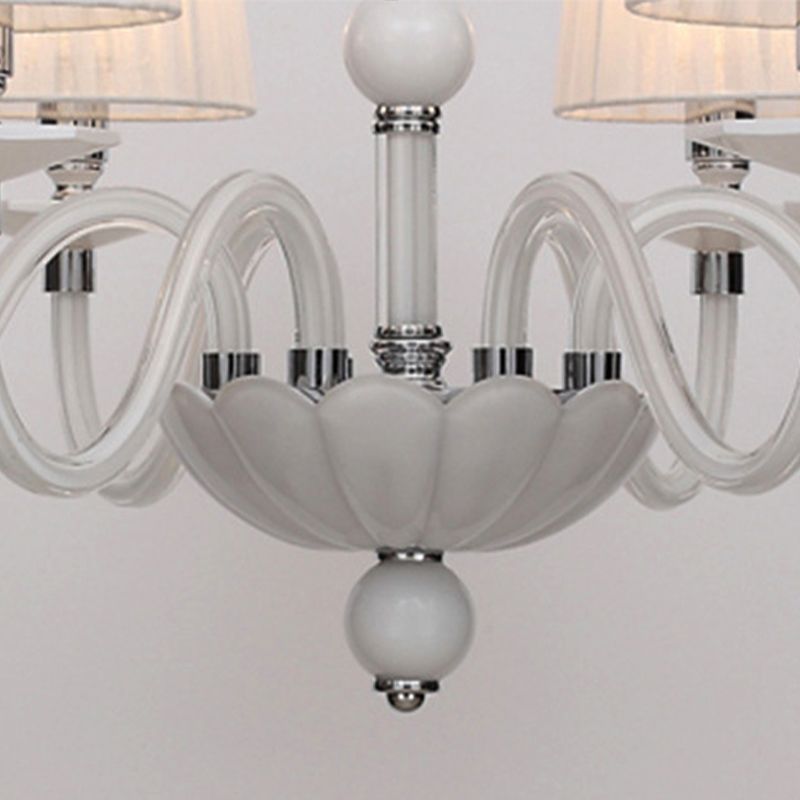 Candelera de techo cónica blanca tela antigua 6/8/12 luces sala de estar colgante de la lámpara colgante