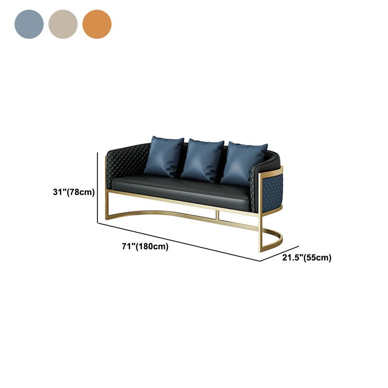 Faux Leather Sofa Modern Tuxedo Arm Sofa with Tight Back Water Resistant