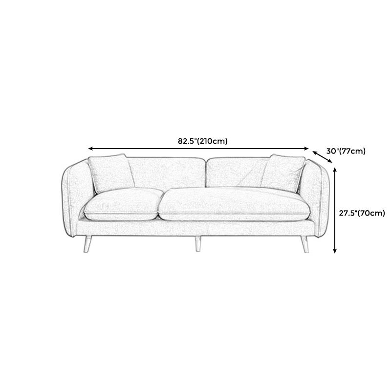 Modern Linen Tuxedo Arm Standard Sofa with Bolster Pillows for Living Room