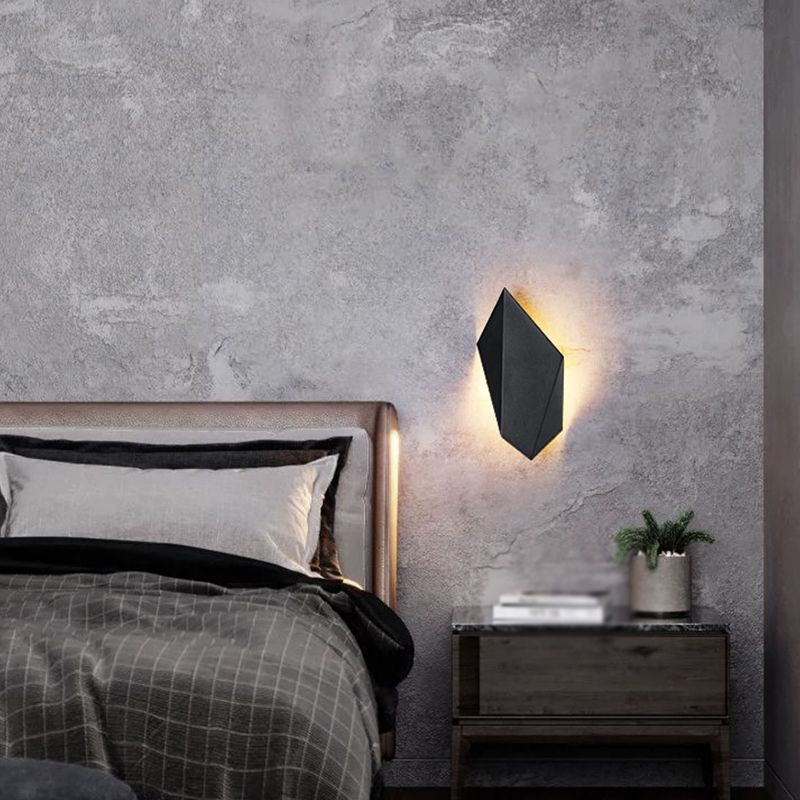 Black LED Wall Lamp Modern Wall Mount Lamp with Acrylic Shade for Bedroom