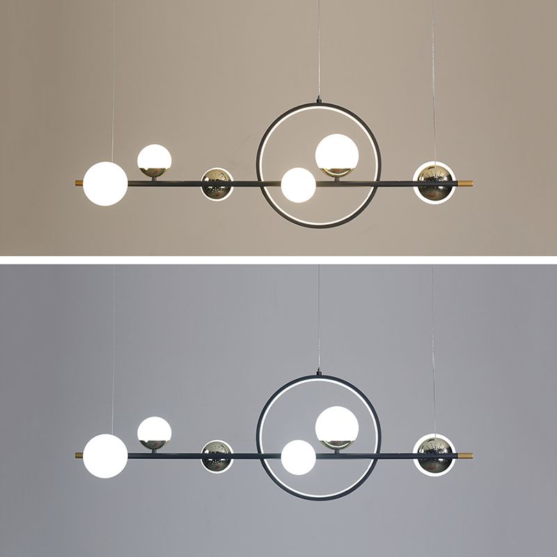 Contemporary Glass Chandelier Lamp Linear Island Pendant for Dining Room