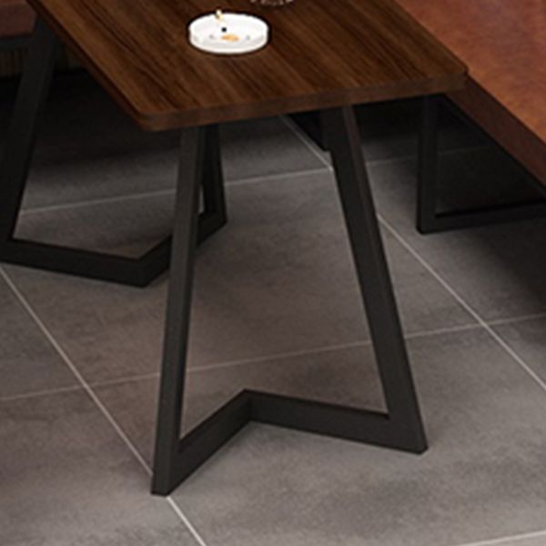 Table de salle à manger industrielle Table en bois massif avec double piédestal noir