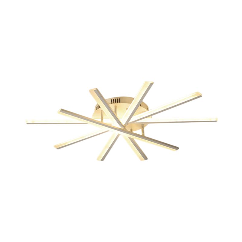 Burst Design Acrylic Ceiling Light Modernist 5/9-Bulb White LED Semi Flush Mount Lighting in Warm/White Light