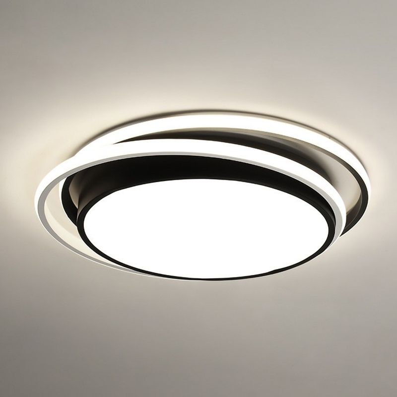 Circulair Flush Plafond Licht Hedendaagse Acryl Slaapkamer LED Flush Mount Verlichting Fixture in Zwart