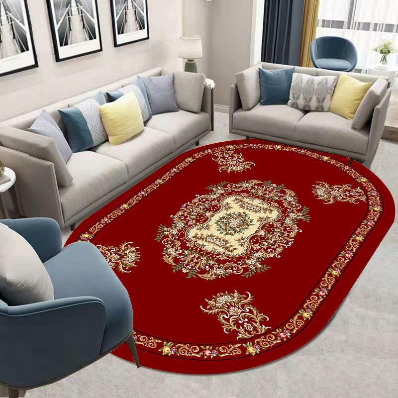 Green Bohemian Rug Blending Graphic Rug Non-Slip Backing Rug for Living Room