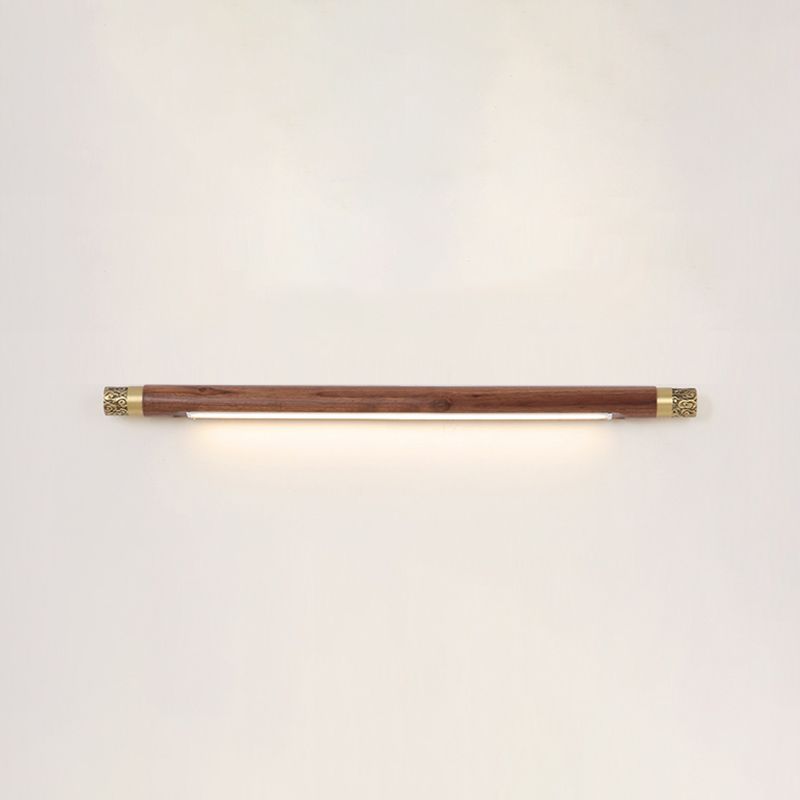 Modern Style Wood Vanity Light Cylinder Shape 1 Light Vanity Lamp for Shower Room