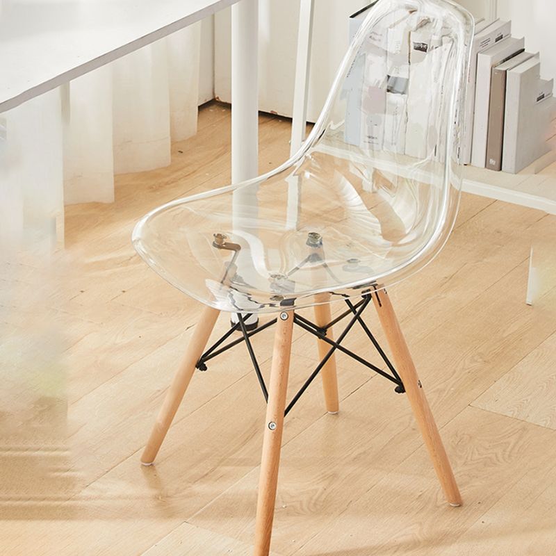 Modern Style Plastic Dining Armless Chair Solid Back Dining SIde Chairs for Home Use