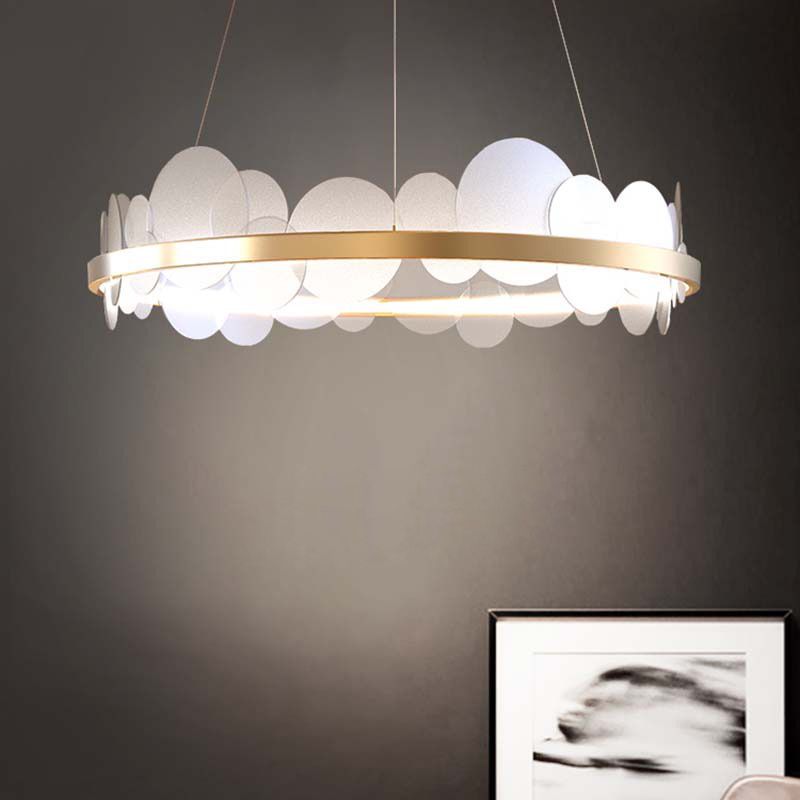 1-Light Suspension Light Modern Style Ring Shape Metal Acrylic Chandelier Light Fixtures