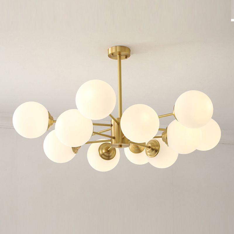 Globe Glass modernista lampadario oro oro a ciondolo a sospensione per soggiorno