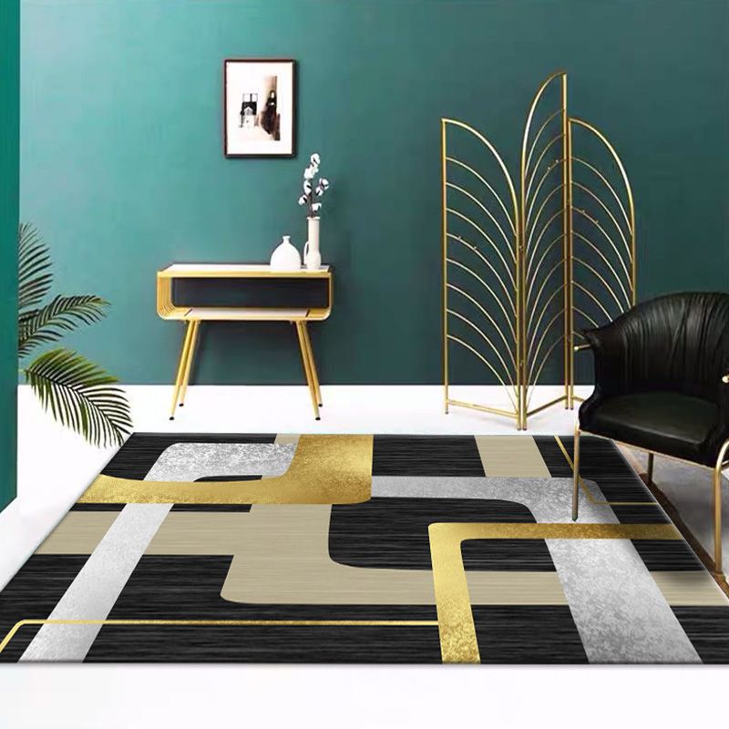 Grey Modern Rug Polyester Graphic Indoor Rug Non-Slip Backing Rug for Living Room