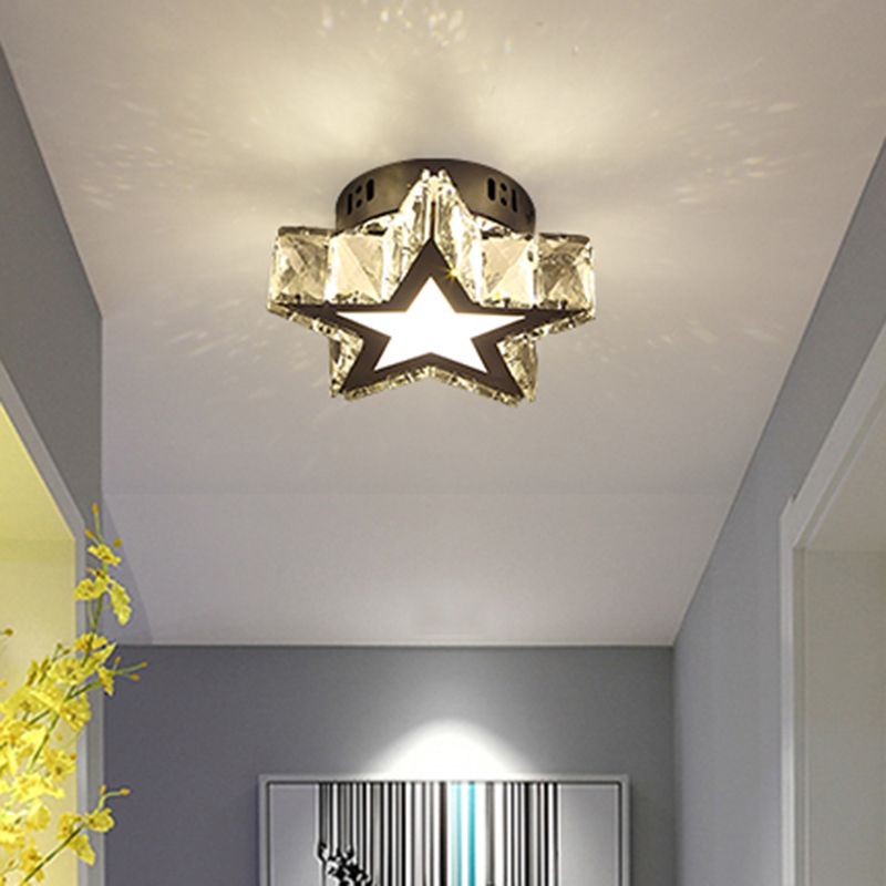 Modern Style Star Flush Mount Lighting Crystal Corridoio LED Flush Soffione Luce Fissaggio in Stainless - Acciaio