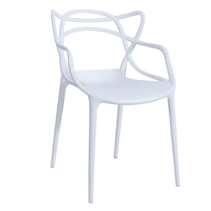 Open Back Dining Arm Chair Modern Indoor-Outdoor Plastic Chair