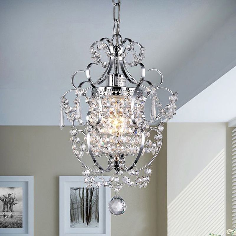 Sfere di cristallo Black/Chrome Swag Light Scrolls 1 lampadina a soffitto contemporanea per sala da pranzo
