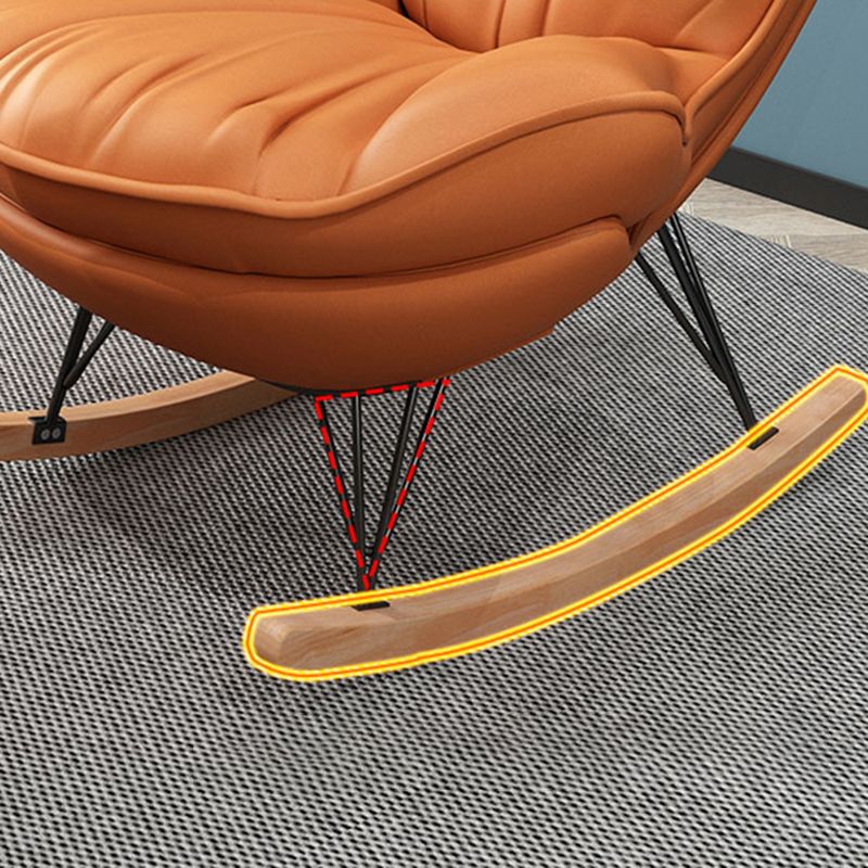 Stylish Glider Chair Solid Color Faux Leather Rocking Chair with Cushions