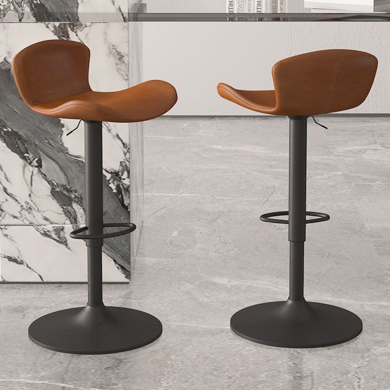 Faux Leather Adjustable Height Swivel Armless Bar Stool with Footrest