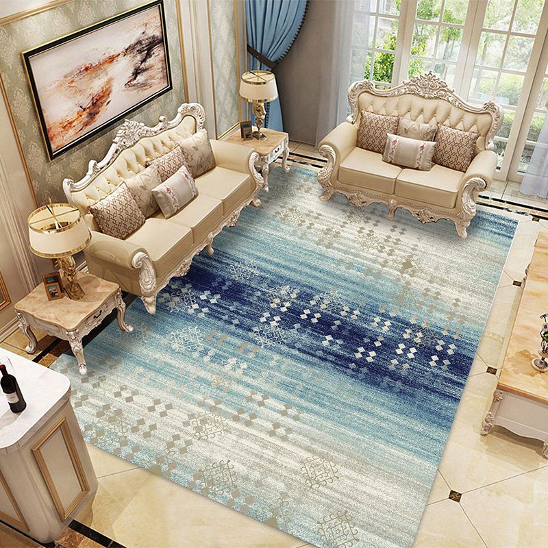 White Abstract Graphic Pattern Rug Polyester Rug Non-Slip Backing Rug for Home Decor