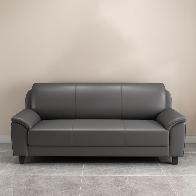Contemporary Faux Leather Sofa Wood Frame Pillow Top Arm Sofa