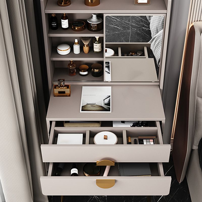 Contemporary Wood Makeup Vanity Set 2-Drawer Dressing Table With Mirror