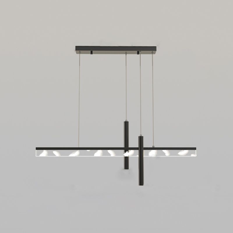 Contemporary Style Linear Island Lighting Metal 3 Light Island Light Fixtures